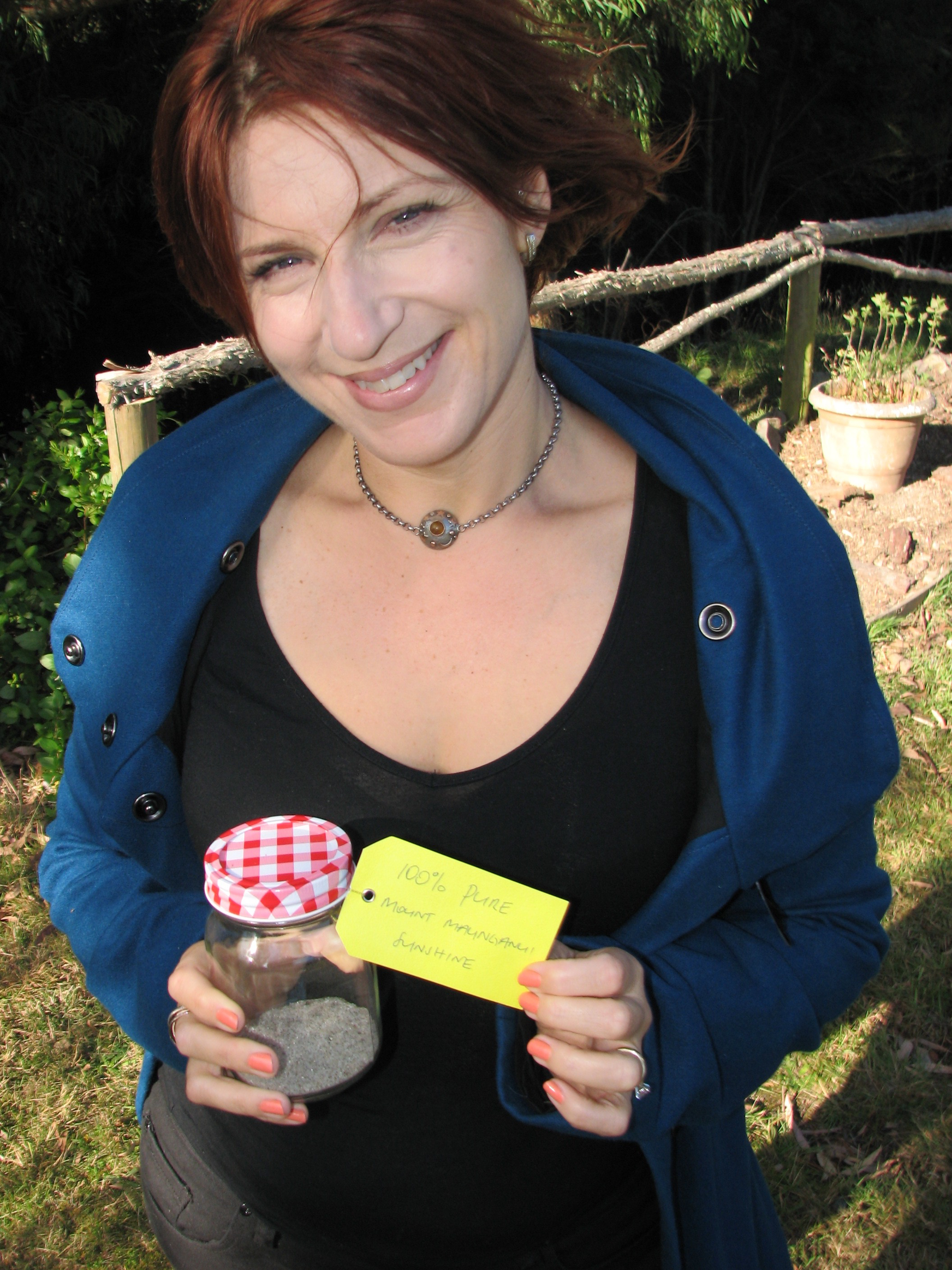 Ange Copson, of Dunedin, seller of the jar of Mount Maunganui sunshine. Photo/Graham Copson
